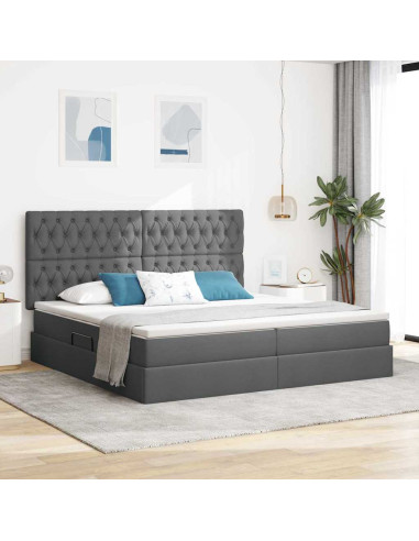 Letto con contenitore e materasso Grigio scuro 200 x 200 cm