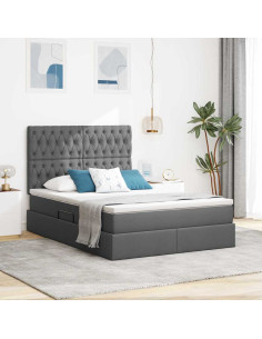 Letto con contenitore e materasso Grigio scuro 140 x 190 cm
