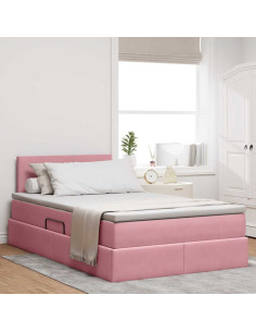 Letto con Contenitore con materasso Rosa 120 x 200 cm Velluto