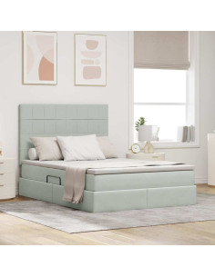 Letto con contenitore e materasso Grigio chiaro 140 x 200 cm