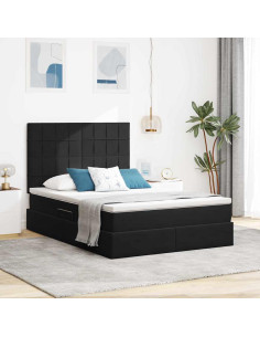 Letto con contenitore e materasso Nero 140 x 200 cm Velluto