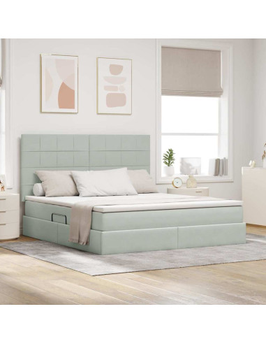 Letto con contenitore e materasso Grigio chiaro 180 x 200 cm