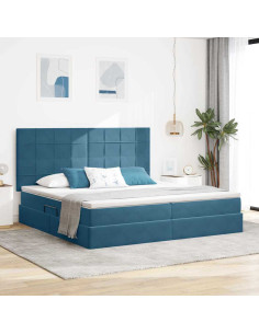 Letto con contenitore e materasso Blu Scuro 200 x 200 cm