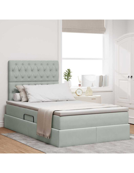 Letto con contenitore e materasso Grigio chiaro 120 x 200 cm