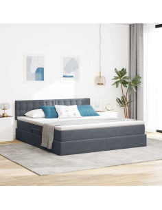 Letto con Contenitore Grigio scuro 160 x 200 cm Velluto