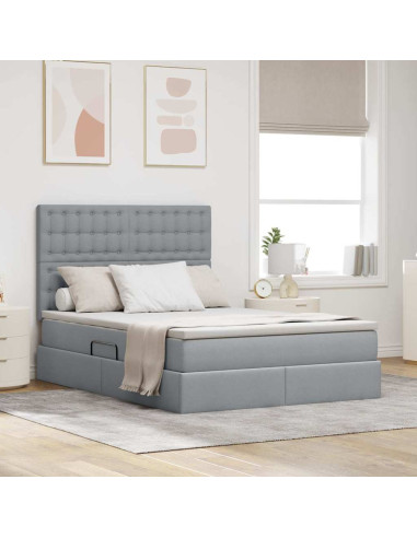 Letto con contenitore e materasso Grigio chiaro 140 x 190 cm