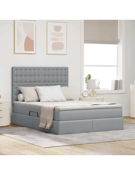 Letto con contenitore e materasso Grigio chiaro 140 x 200 cm