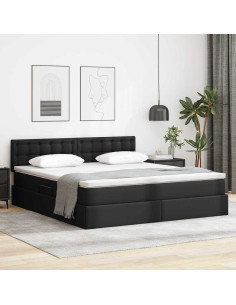 Letto con contenitore e materasso Nero 160 x 200 cm