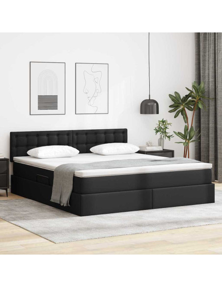 Letto con contenitore e materasso Nero 180 x 200 cm