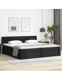 Letto con contenitore e materasso Nero 200 x 200 cm