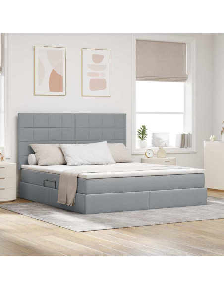 Letto con contenitore e materasso Grigio chiaro 180 x 200 cm