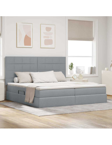 Letto con contenitore e materasso Grigio chiaro 200 x 200 cm