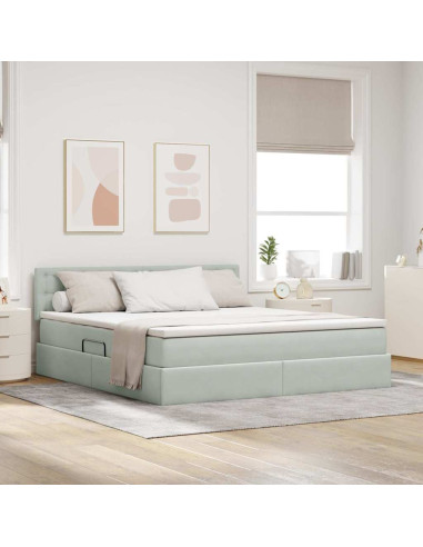 Letto con Contenitore Grigio chiaro 180 x 200 cm Velluto