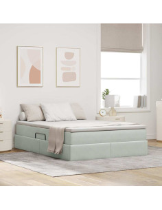 Letto con contenitore e materasso Grigio chiaro 140 x 200 cm