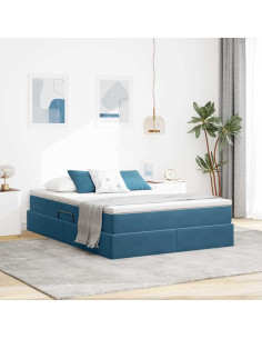 Letto con contenitore e materasso Blu Scuro 140 x 200 cm
