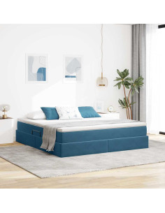 Letto con contenitore e materasso Blu Scuro 160 x 200 cm