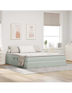 Letto con contenitore e materasso Grigio chiaro 180 x 200 cm