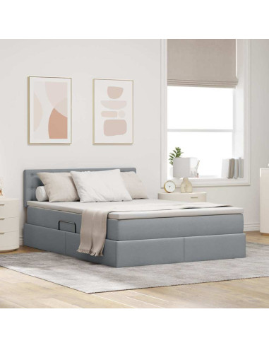 Letto con contenitore e materasso Grigio chiaro 140 x 200 cm