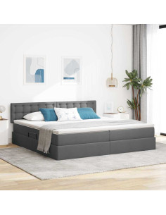Letto con contenitore e materasso Grigio scuro 200 x 200 cm