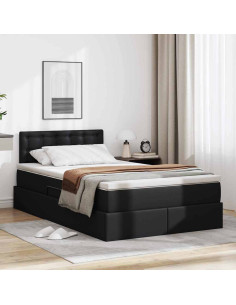 Letto con contenitore e materasso Nero 120 x 200 cm