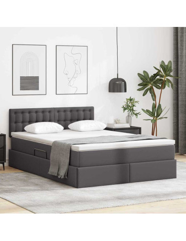 Letto con contenitore e materasso Grigio 140 x 200 cm