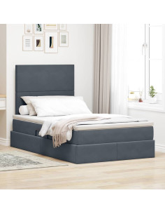 Letto con contenitore e materasso Grigio scuro 120 x 200 cm