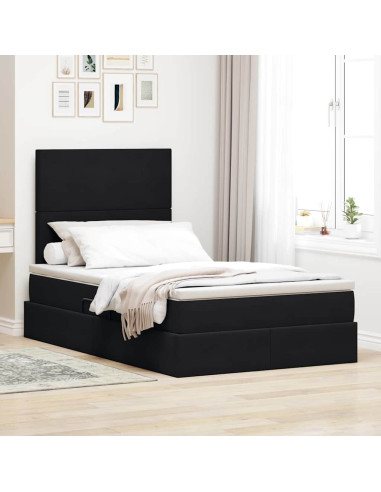 Letto con contenitore e materasso Nero 120 x 200 cm Velluto