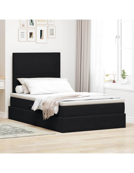 Letto con contenitore e materasso Nero 120 x 200 cm Velluto