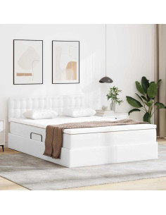 Letto con contenitore e LED con led Bianco Puro 140 x 200 cm