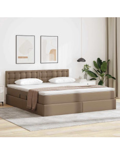 Letto con contenitore e LED con led Cappuccino 160 x 200 cm