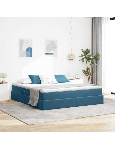 Letto con contenitore e materasso Blu Scuro 180 x 200 cm