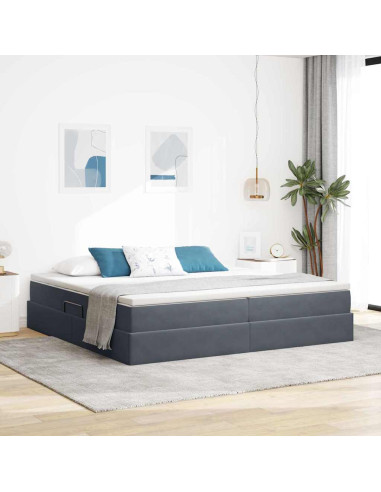 Letto con contenitore e materasso Grigio scuro 200 x 200 cm