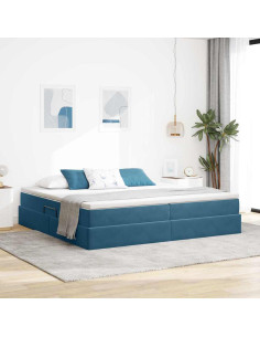 Letto con contenitore e materasso Blu Scuro 200 x 200 cm