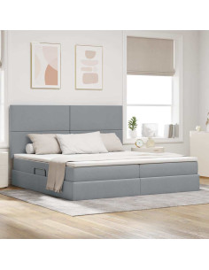 Letto con contenitore e materasso Grigio chiaro 200 x 200 cm