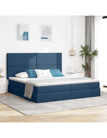 Letto con contenitore e materasso Blu 200 x 200 cm Poliestere