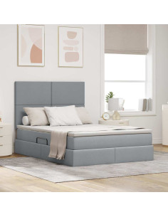 Letto con contenitore e materasso Grigio chiaro 140 x 200 cm