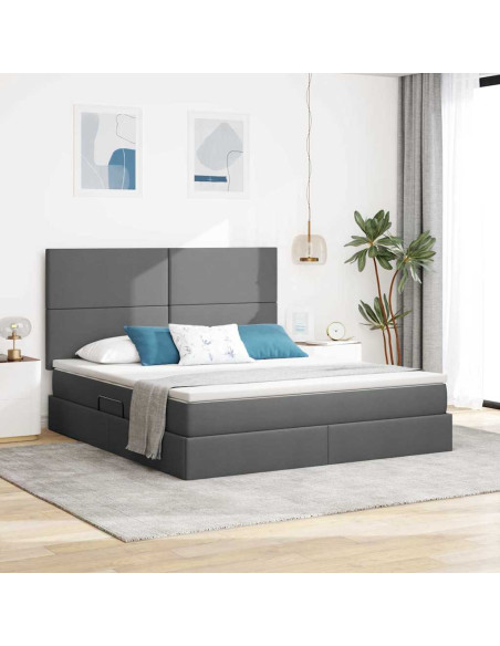 Letto con contenitore e materasso Grigio scuro 160 x 200 cm