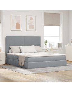 Letto con contenitore e materasso Grigio chiaro 180 x 200 cm