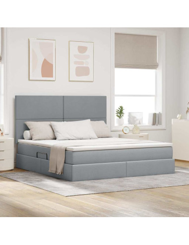 Letto con contenitore e materasso Grigio chiaro 180 x 200 cm