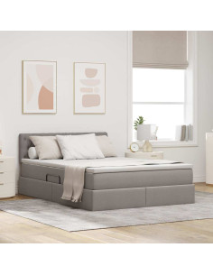 Letto con contenitore e LED con led Talpa 140 x 190 cm Tessuto