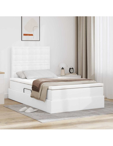 Letto con Contenitore Bianco Puro 120 x 200 cm Pelle Sintetica