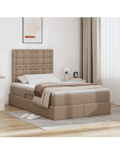 Letto con Contenitore Cappuccino 120 x 200 cm Pelle Sintetica