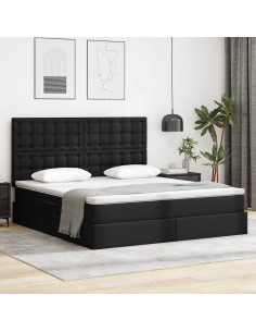 Letto con Contenitore Nero 160 x 200 cm Pelle Sintetica