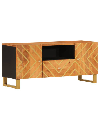 Mobile Porta TV Marrone e Nero 105x33,5x46 cm in Legno di Mango