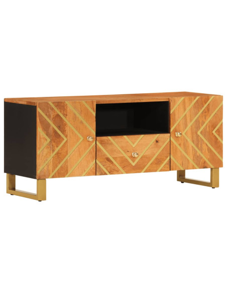Mobile Porta TV Marrone e Nero 105x33,5x46 cm in Legno di Mango