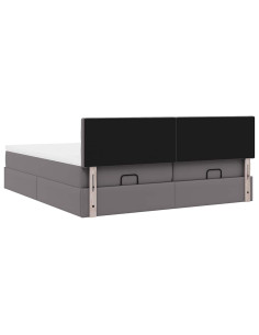 Struttura Letto Pouf con Materassi Grigio 200x200 cm Similpelle