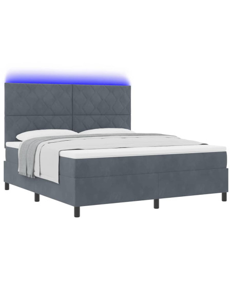 Letto a Sorgente LED Grigio scuro 180 x 200 cm Tessuto