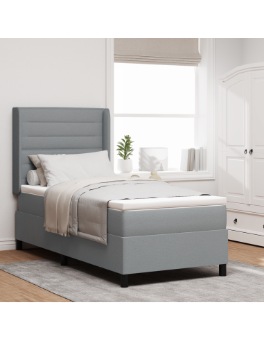 Letto a Sorgente LED Grigio chiaro 90 x 190 cm Tessuto