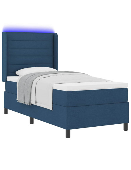 Letto a Sorgente LED con materasso Blu 100 x 200 cm Tessuto