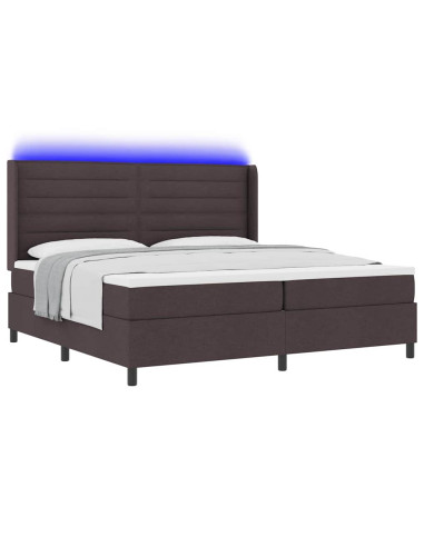 Letto a Sorgente LED Marrone Scuro 200 x 200 cm Tessuto